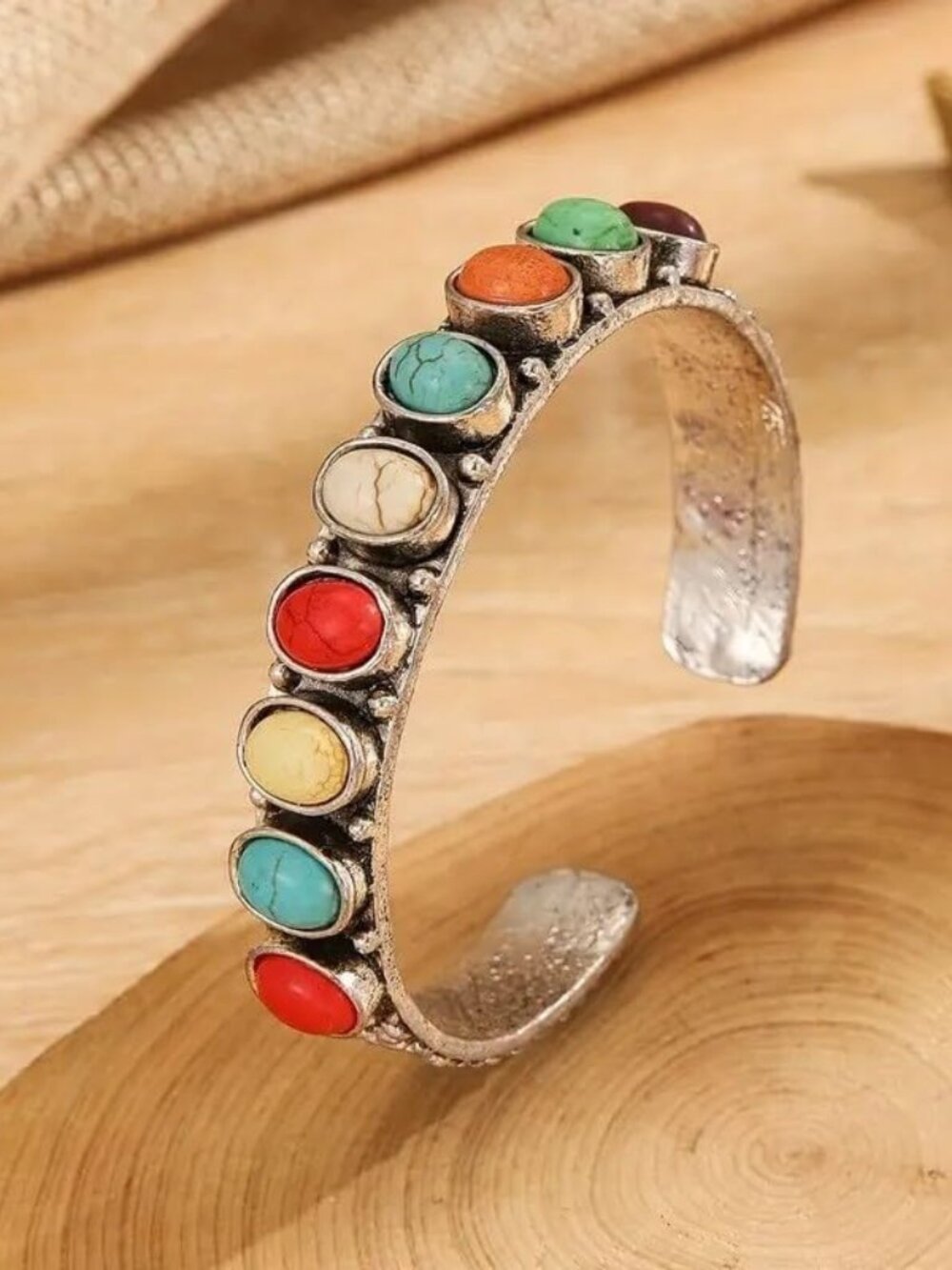 Bohemian Turquoise Bangle Bracelet for Women Statement Turquoise Jewelry - Picture 1 of 1